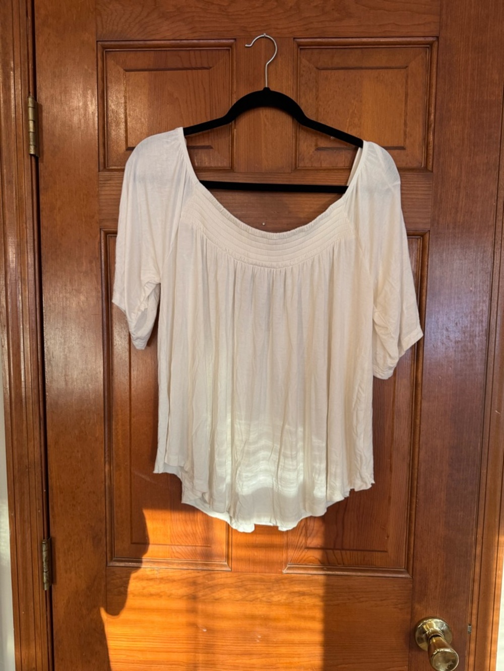 American Eagle Outfitters Cream Scoop Neck Peasant Top